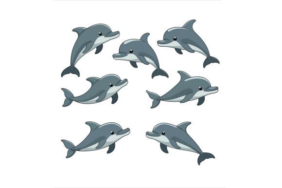Bringing the Ocean to Life: The Versatility of Vector Art of Group of Cartoon Dolphins