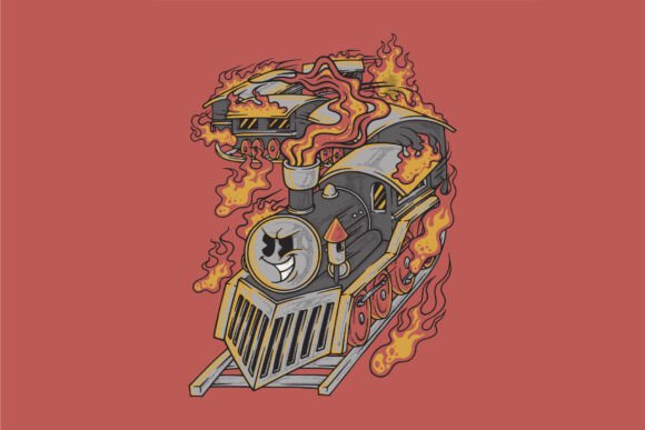Burning Train Retro Cartoon Mascot: A Bold Identity for Modern Brands