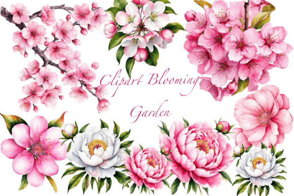 Clipart Blooming Garden: Versatile Design Elements for Creative Projects