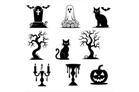 Collection of Halloween Silhouettes: A Versatile Design Resource for Creators