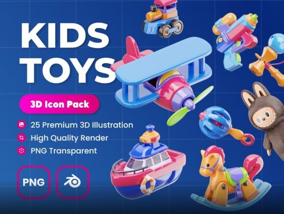 Enhance Your Creative Projects with Kid Toys 3D Illustrations