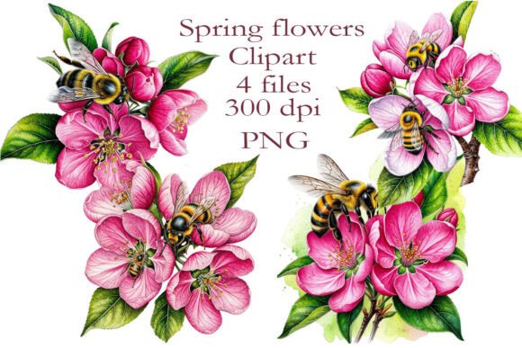Enhancing Visual Creativity with Watercolor Clipart Spring Flowers PNG