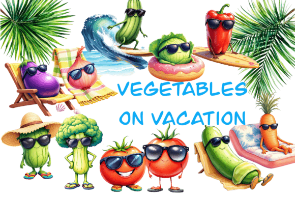 Exploring Creative Uses of Vegetables on Vacation Clipart in Design Projects