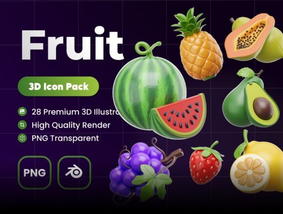 Fruits 3D Illustrations: A Versatile Asset for Designers and Creators