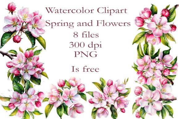 Spring and Flowers Watercolor Clipart for Creative Design Projects
