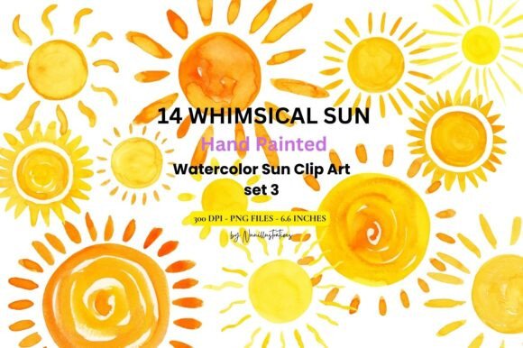 Sun Watercolor Fun Clip Art Hand Painted: A Creative Resource for Diverse Design Projects