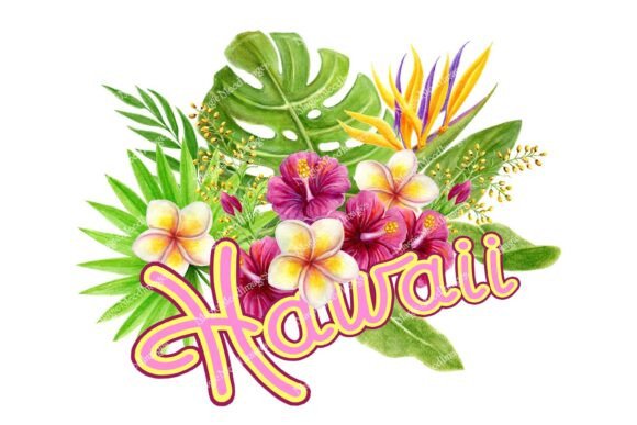 Tropical Flowers Hawaii Bouquet Picture: A Versatile Digital Design for Creative Projects