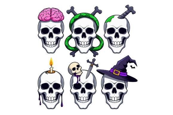 Unlocking Creative Potential with a Collection of Halloween Skull Vector Assets