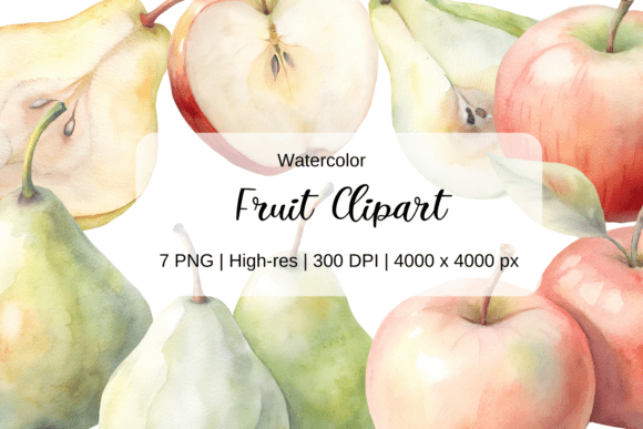 Watercolor Fruit Clipart Apple Pear: Creative Applications for Designers and DIY Enthusiasts