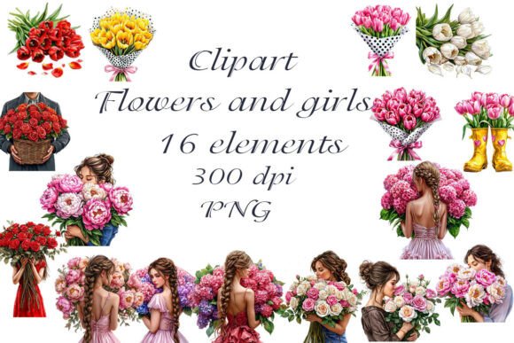 Watercolor Sublimation Flowers and Girls: A Creative Asset for Designers and Makers
