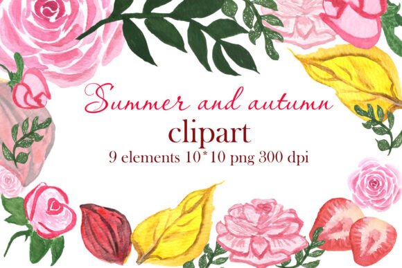 Watercolor Summer and Autumn Clipart for Creative Projects